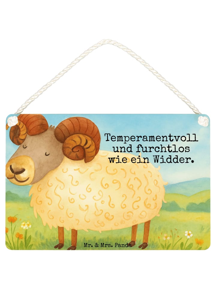 Schild Sternzeichen Widder Design mit Spruch in Weiß