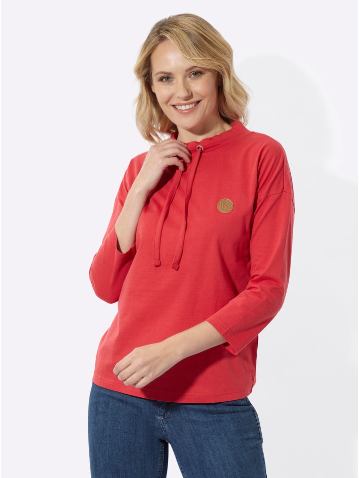 Stehkragen-Shirt in rot