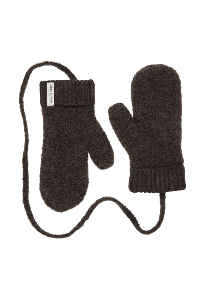 Bouclé-Fäustlinge in Stone Brown Melange