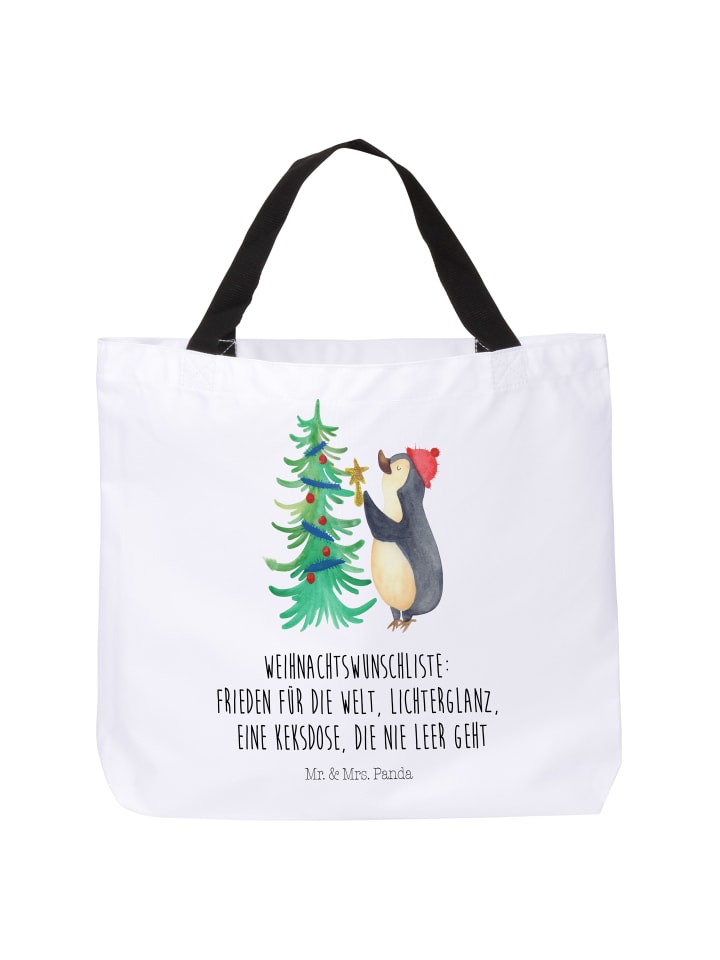 Damen Schultertasche Pinguin Weihnachtsbaum mit... in Weiß