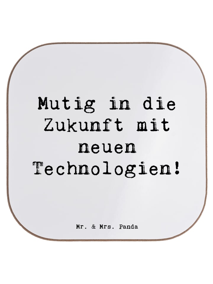 Glasuntersetzer Spruch Neuen Technologien begeg... in Weiß