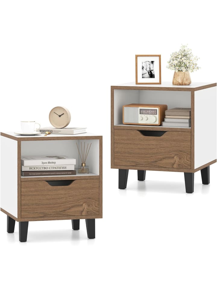Nachttisch 2er Set 37 x 33 x 44 cm in Hellbraun