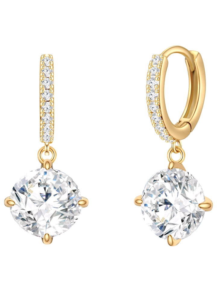 Creolen aus Metall-Legierung mit Zirkonia in gelbgold