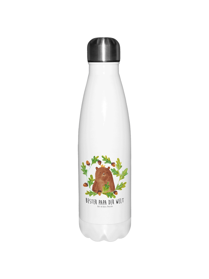 Thermoskanne Bär König mit Spruch in Weiß