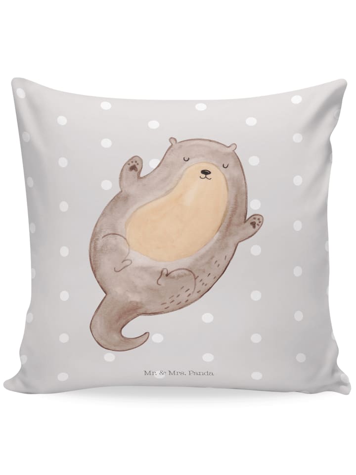 Kissen Otter Umarmen ohne Spruch in Grau Pastell