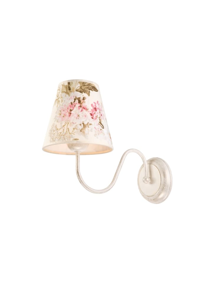 Wandlampe (H)27 cm in Shabby Weiß Ecru Rosa Grün