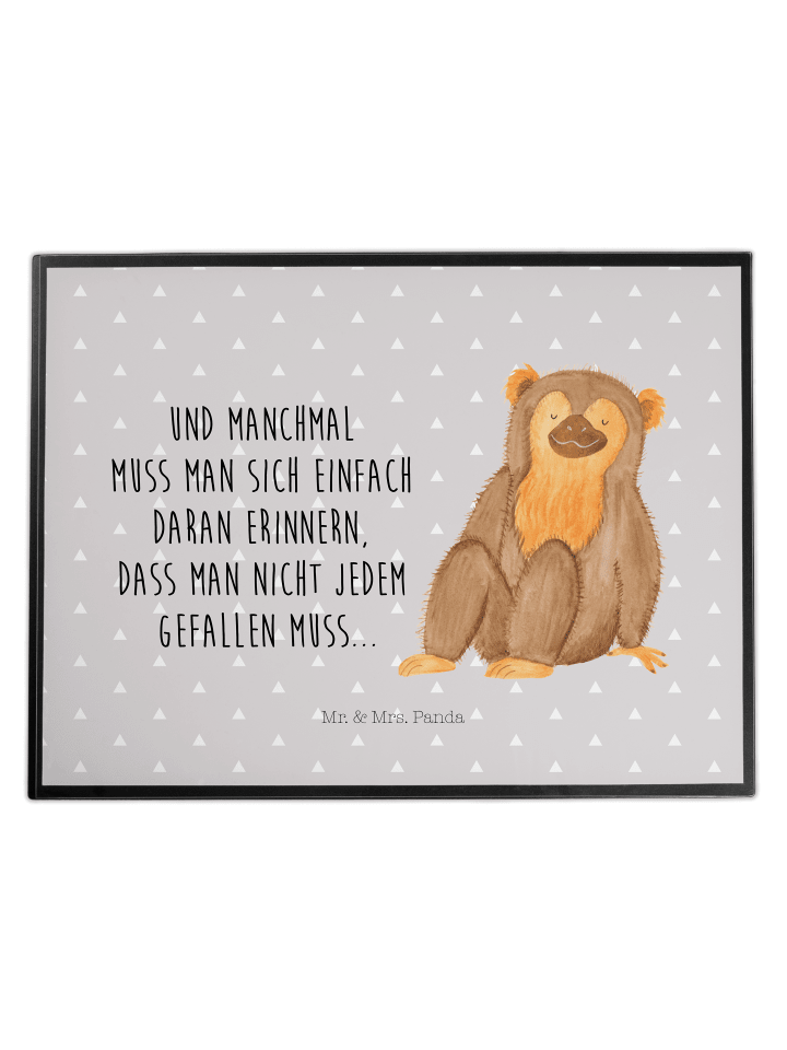 Schreibtischunterlage Affe mit Spruch in Grau Pastell