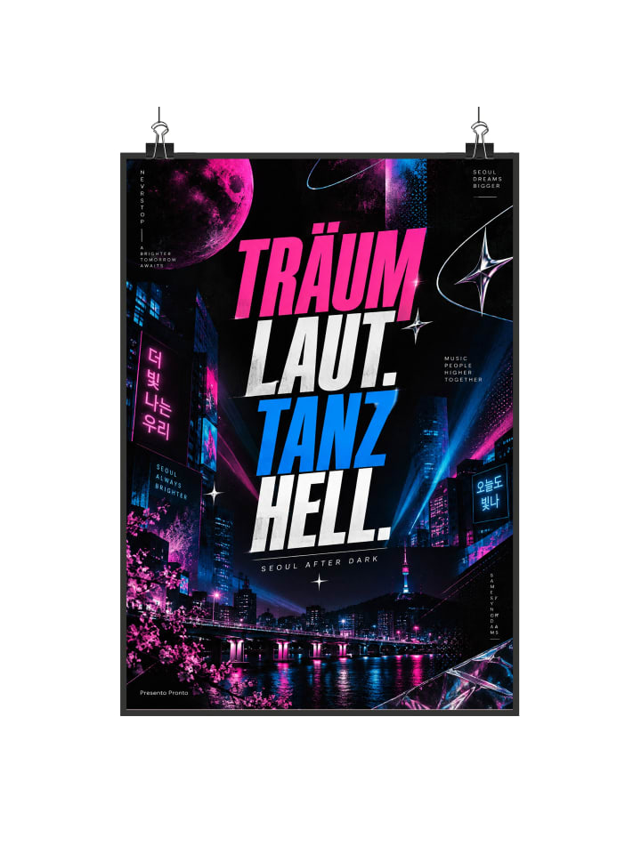 Poster Musik elektrisch Design mit Spruch in Weiß