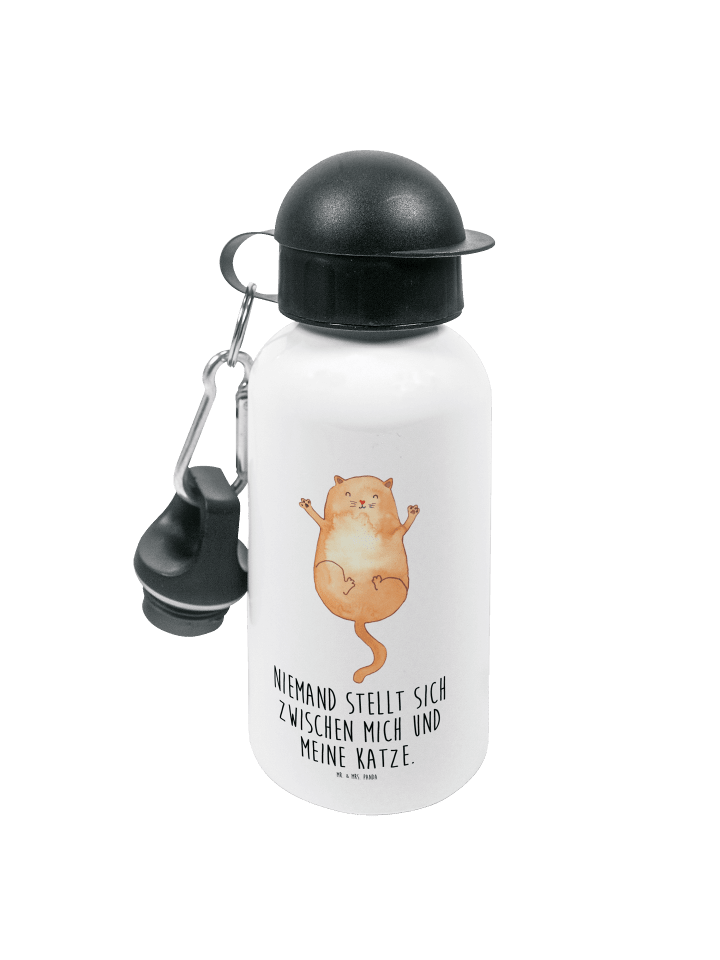 Trinkflasche Katze Umarmen mit Spruch in Weiß