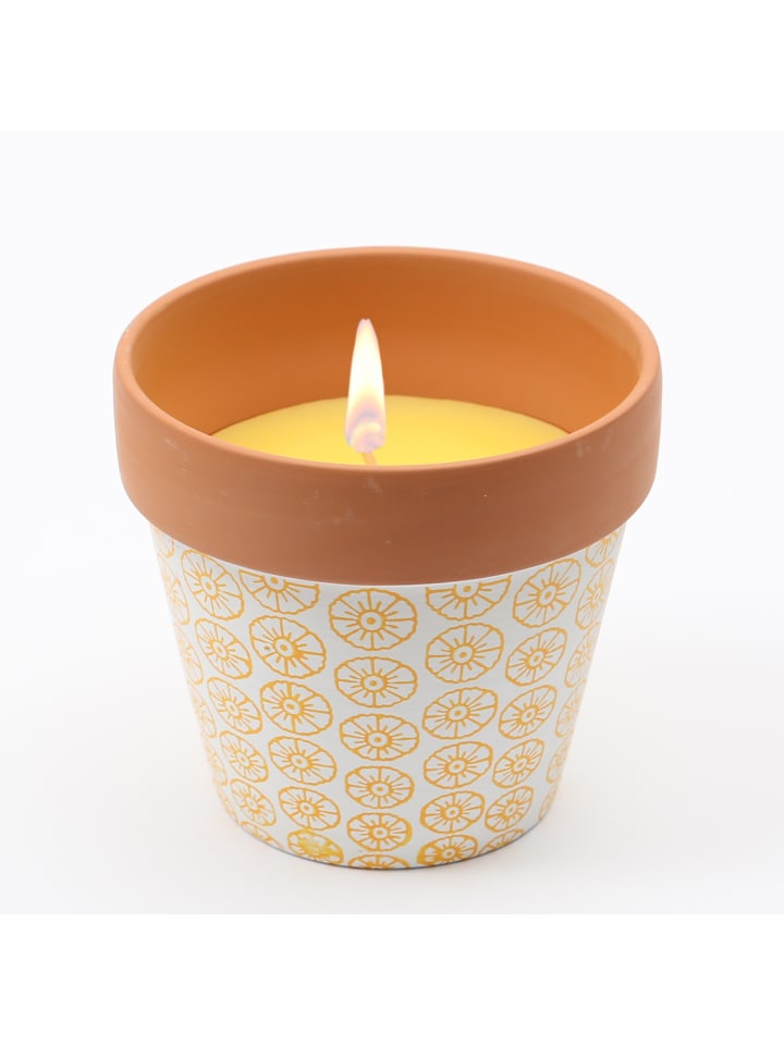 Duftkerze Citronella in Tontopf in gelb