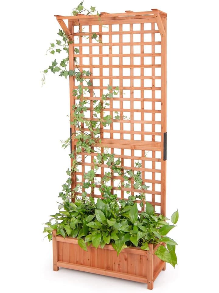 Blumenkasten mit Spalier 75x33x181cm in Orange