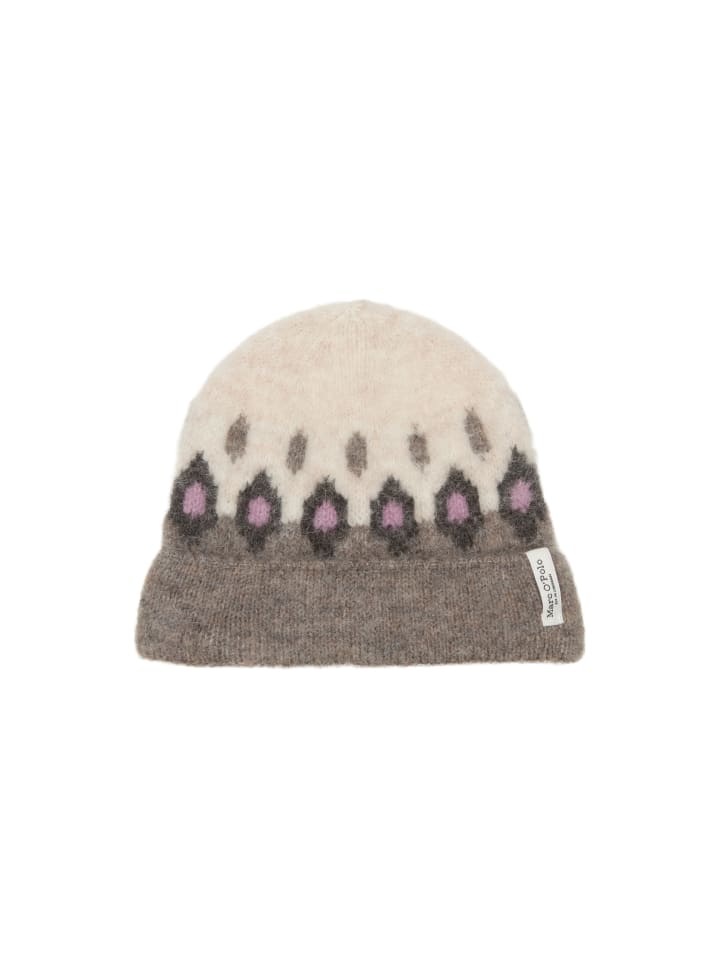 Jacquard-Mütze in Light Beige