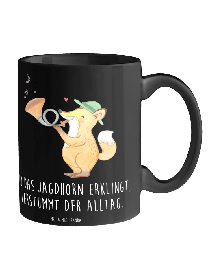 Becher Jagdhorn Melodie mit Spruch in Schwarz
