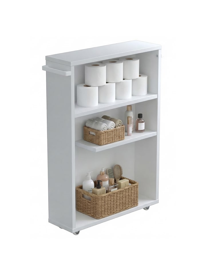 Holz Badschrank Nischenregal Nilari 61 x 20 x 45 in Weiß