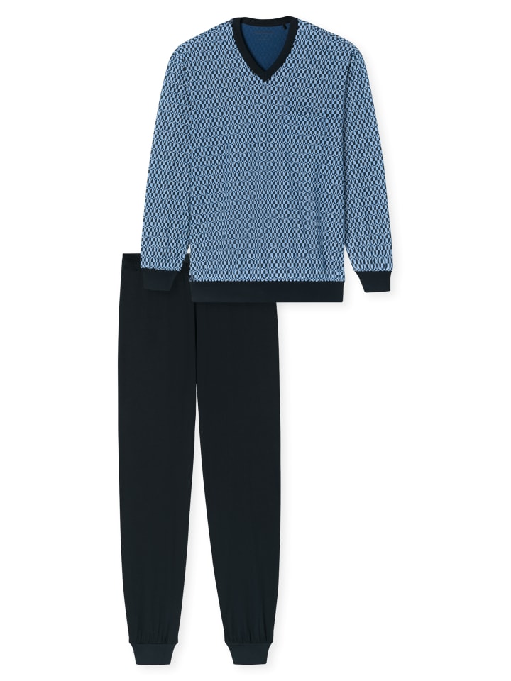Schlafanzug lang in Blau