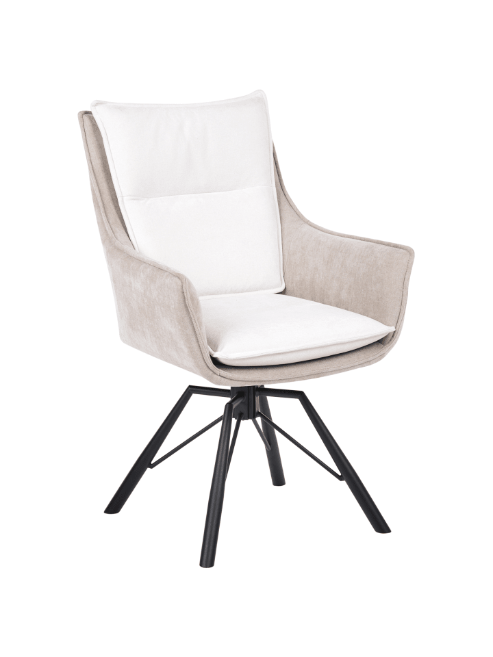 Esszimmerstuhl ANNEBERG in Beige/Weiß/Schwarz - (W) 60 x (H) 94 x (L) 64 cm