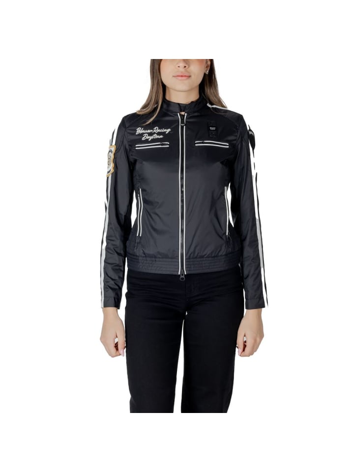 Schwarz Polyamid Bikerjacke