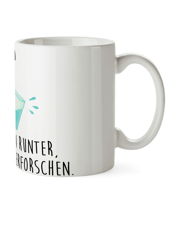 Tasse Katze Wasserglas mit Spruch in Weiß