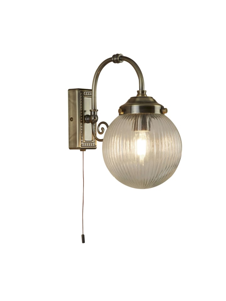 Wandlampe (B)16 x (H)27 cm in Messing Antik Klar/Transparent