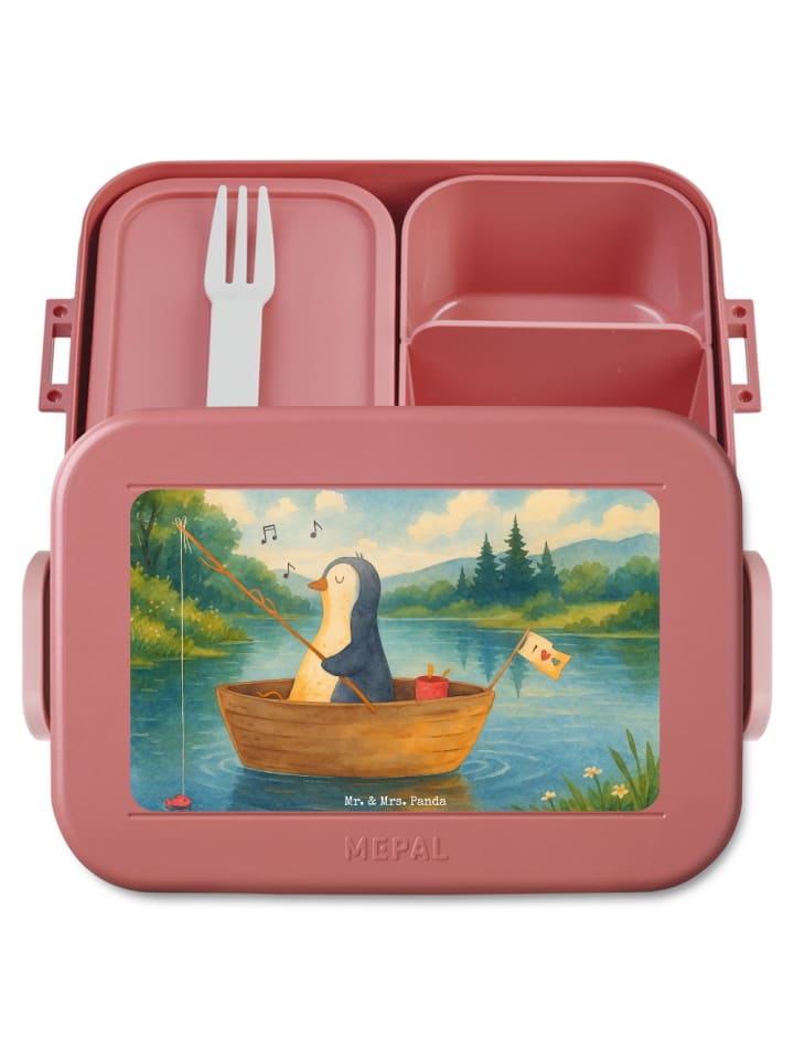 Bento Box Pinguin Angelboot Design ohne Spruch in Rot Pastell