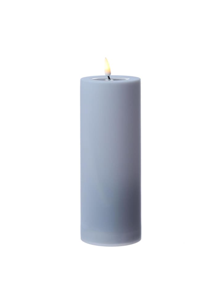 LED Kerze Mia Kunststoff für Innen/Außen flackernd H: 20cm D: 7,5cm in blau