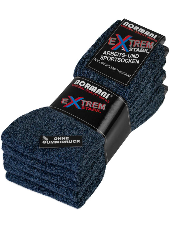 5 Paar Arbeits- und Sportsocken Extrem in Blau meliert