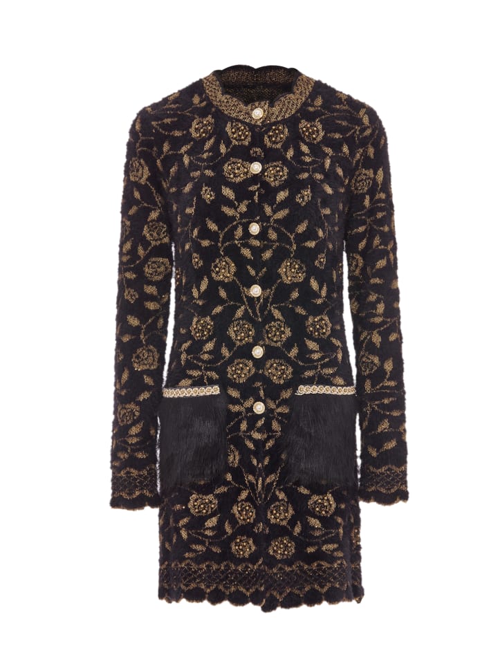 Damen Strickjacke in Schwarz Gold