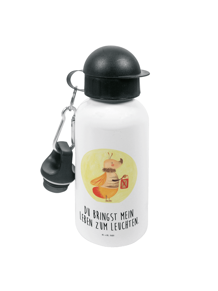 Trinkflasche Glühwürmchen mit Spruch in Weiß