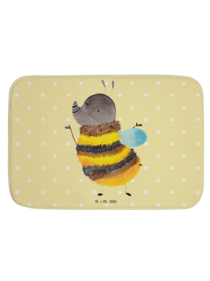 Badezimmerteppich Hummel flauschig ohne Spruch in Gelb Pastell