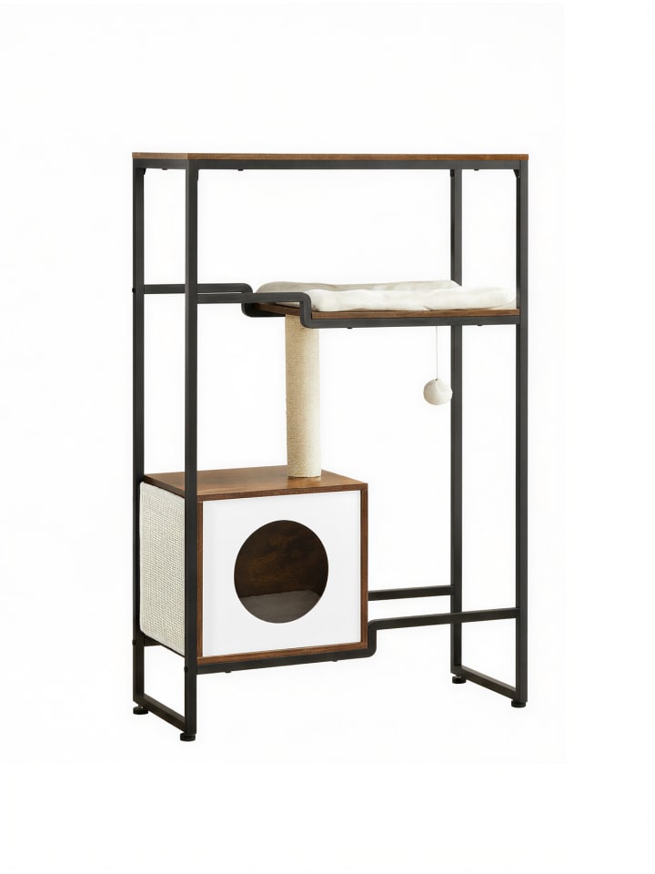Katzenbaum Island in Braun - (B)34 x (H)114 x (T)74 cm
