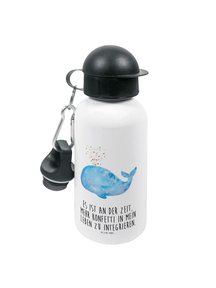 Trinkflasche Wal Konfetti mit Spruch in Weiß