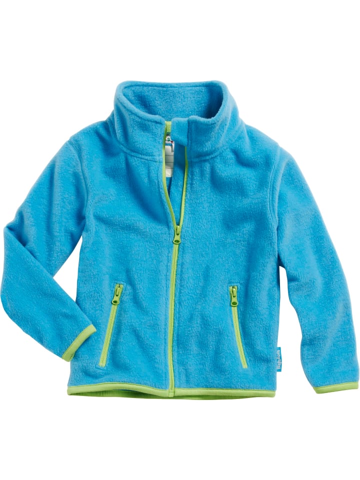Fleece-Jacke farbig abgesetzt in Aquablau
