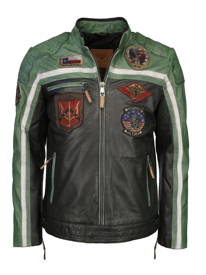 Lederjacke 31024850 in schwarz/grün