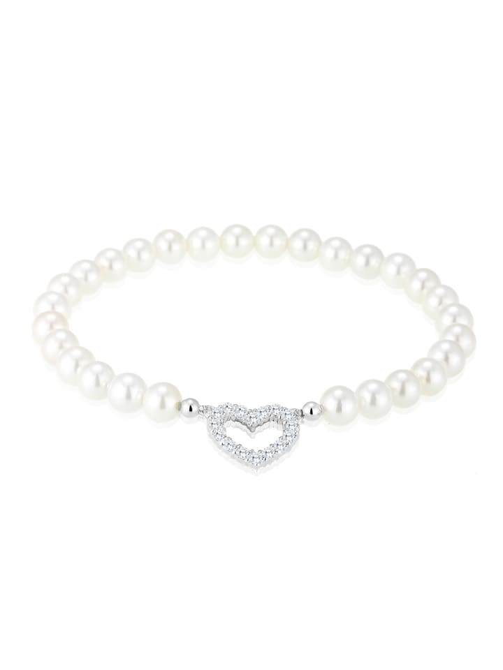 Armband 925 Sterling Silber Herz in Weiß