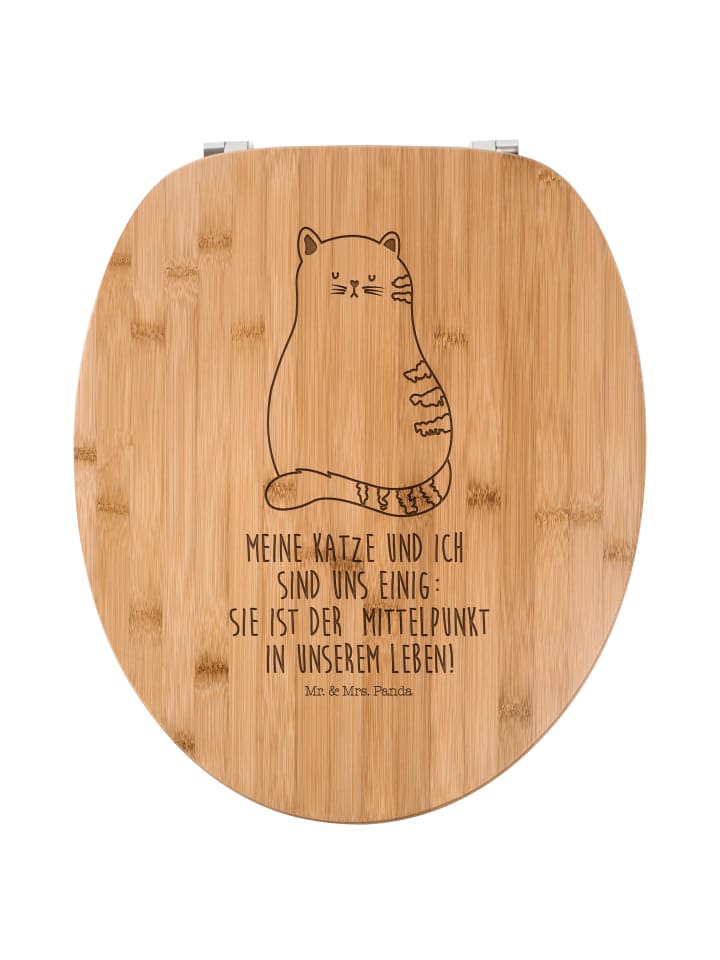 Toilettendeckel Katze Sitzen mit Spruch in Transparent