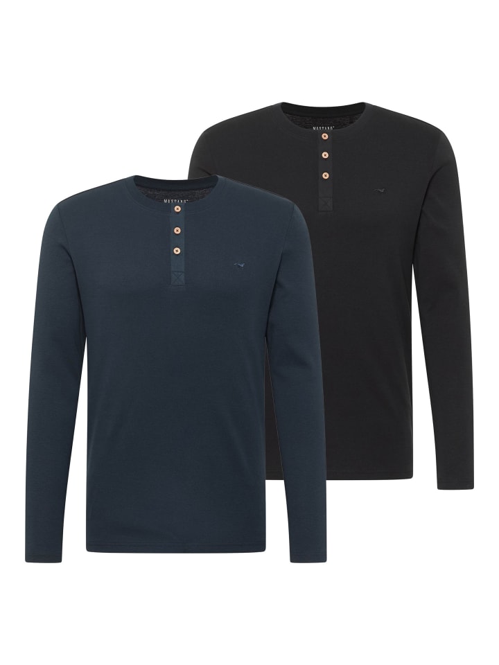 Longsleeve 2er Pack in Schwarz/Dunkelblau