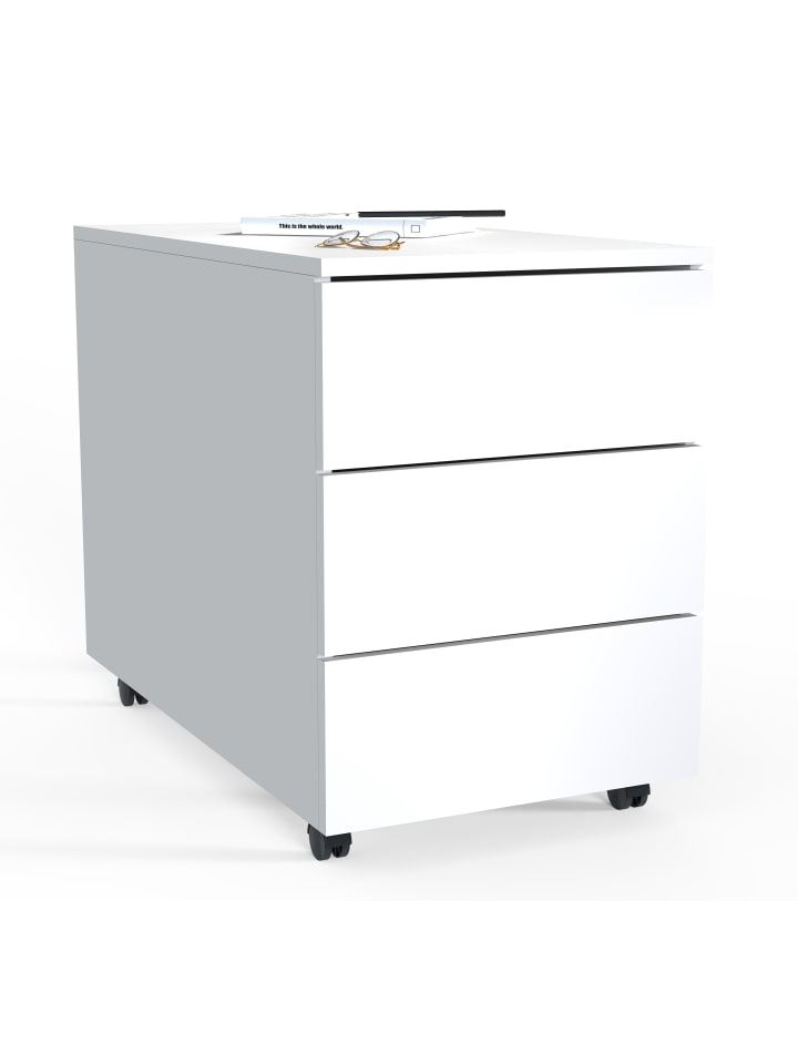 Rollcontainer Beistellcontainer Dalosa 70 cm in Weiß