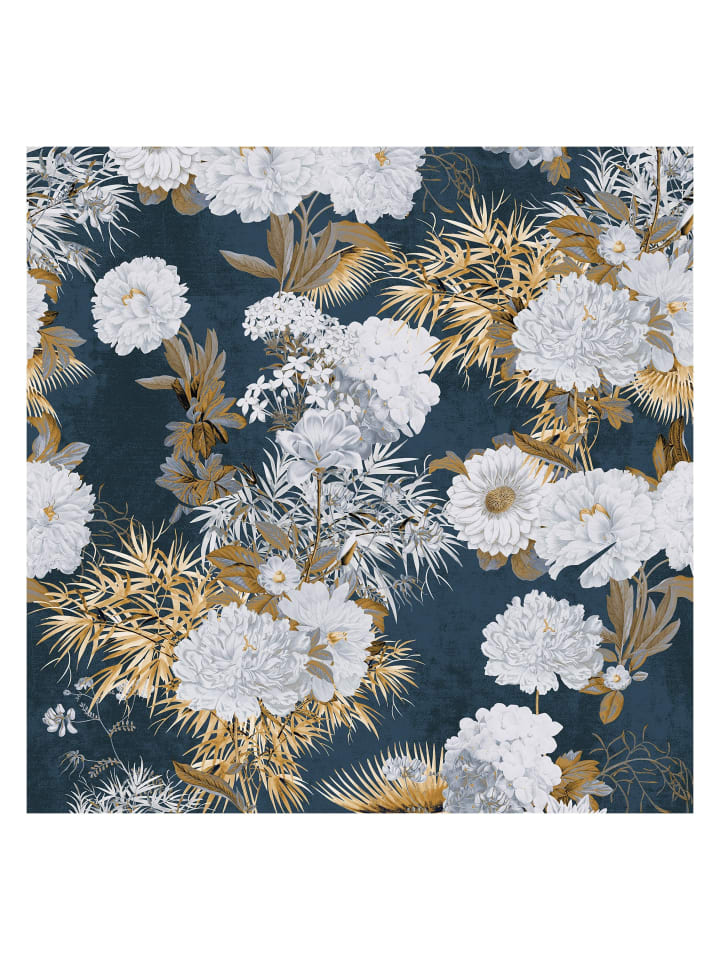 Tapete Blumen in Blau - (W) 180 × (L) 260 cm