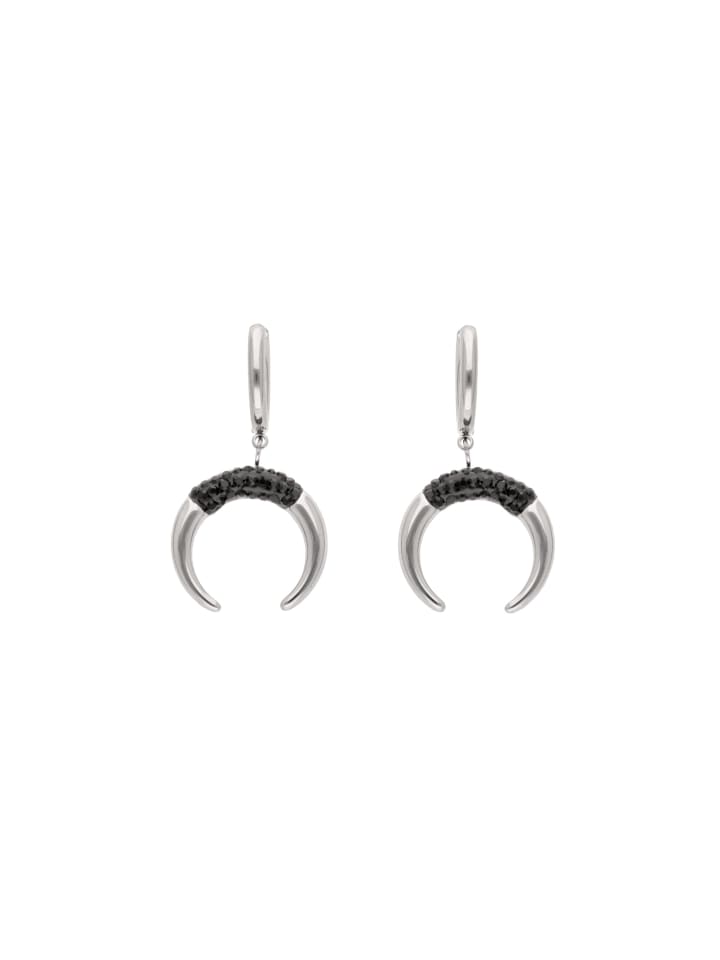 Women Dangle Earrings in Silver Black