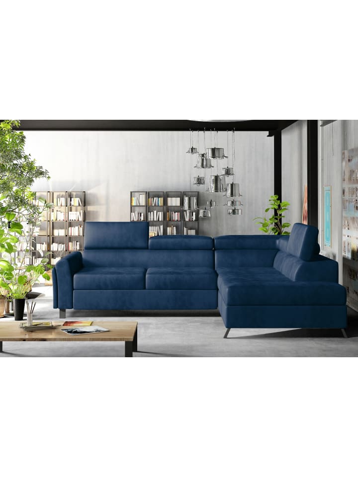Katara Recamiere Rechts in Blau - (L) 265 x (B) 265 x (H) 92 cm