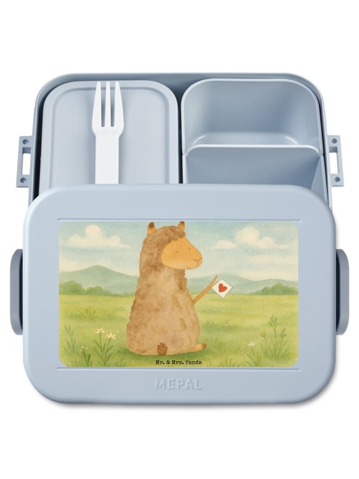 Bento Box Alpaka Fahne Design ohne Spruch in Blau Pastell