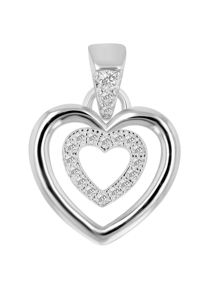 Damen Anhänger Herz aus 925 Silber mit Zirkonia in silber