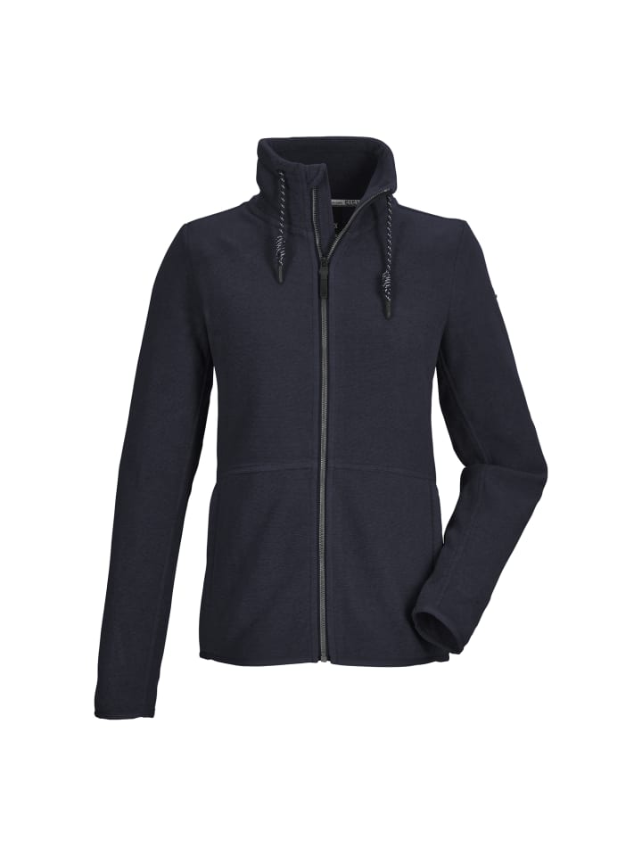 Strickfleecejacke mit Stehkragen in Blau3068