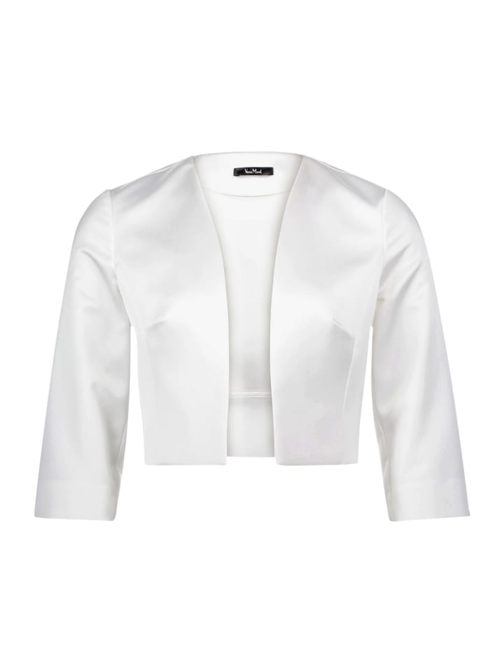 Bolero-Jacke mit Kellerfalten in Rohweiß