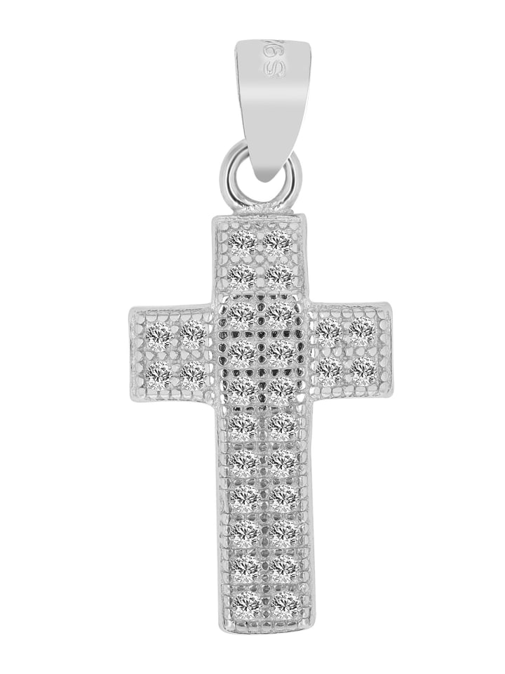 Damen Anhänger – Kreuz Kreuzanhänger aus 925 Silber mit Zirkonia in silber