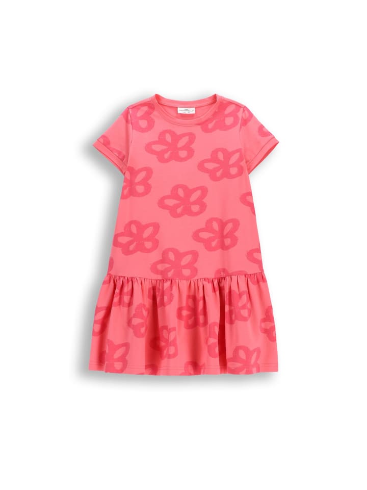Kleid mit kurzen Ärmeln in korallenrot
