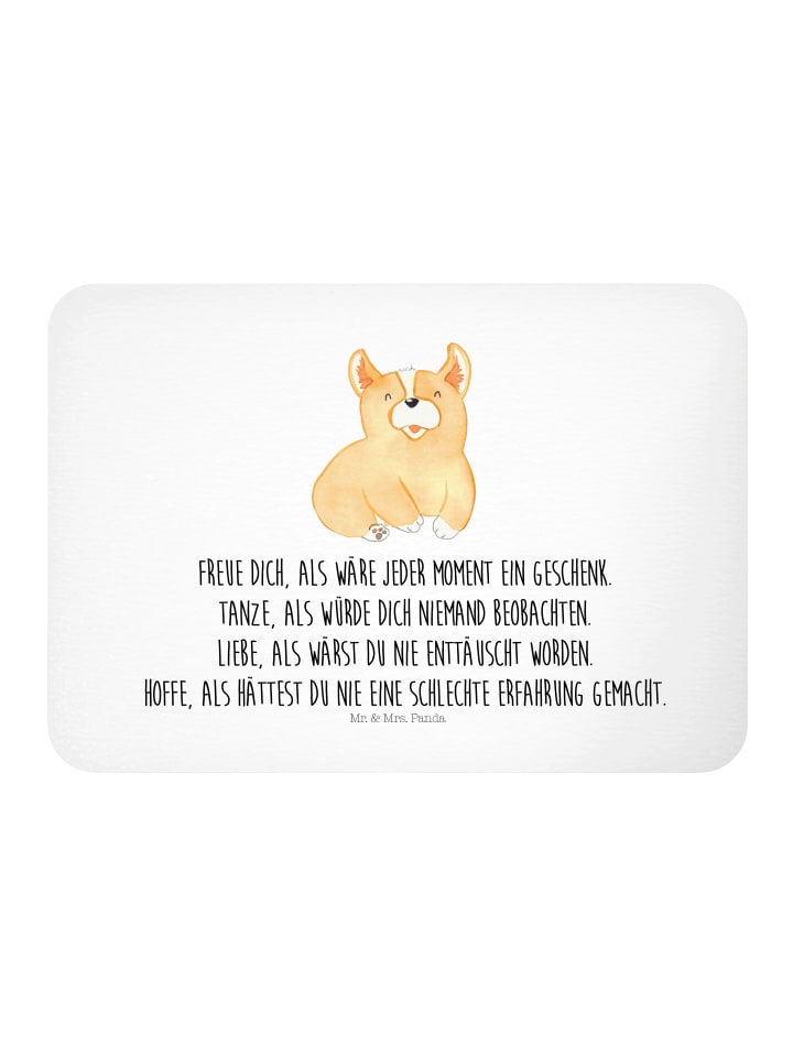 Magnet Corgie mit Spruch in Weiß