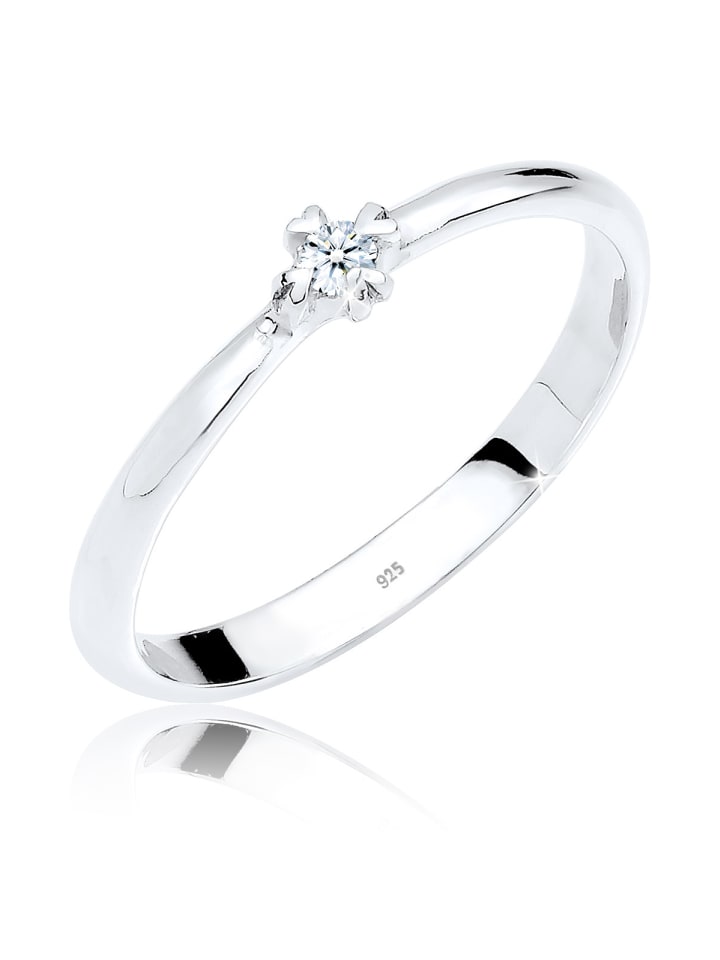 Ring 925 Sterling Silber Herz, Verlobungsring in Weiß