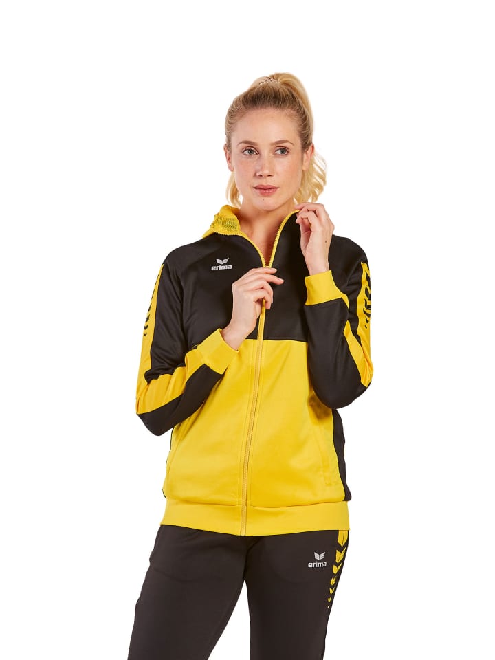 Damen Six Wings Trainingsjacke mit Kapuze in gelb/schwarz