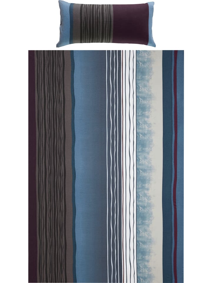Single-Jersey Bettwäsche in blau-anthrazit